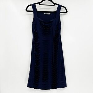 My Tribe Navy Blue Sheer Cutout Square Neck Sleeveless Midi Dress Size L